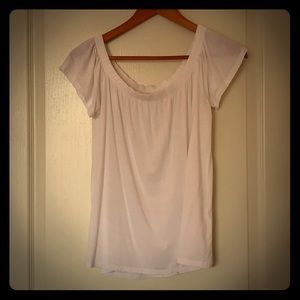 Off the shoulder shirt.